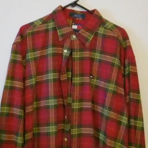 Red/gold Tommy Hilfiger button down casual shirt..size is xl.